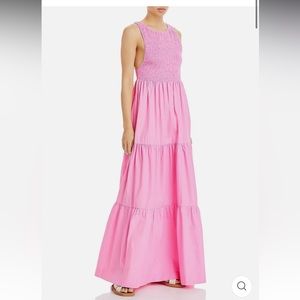 S/W/F SWF Bright Pink Tiered Low Back Maxi Dress. Size XS